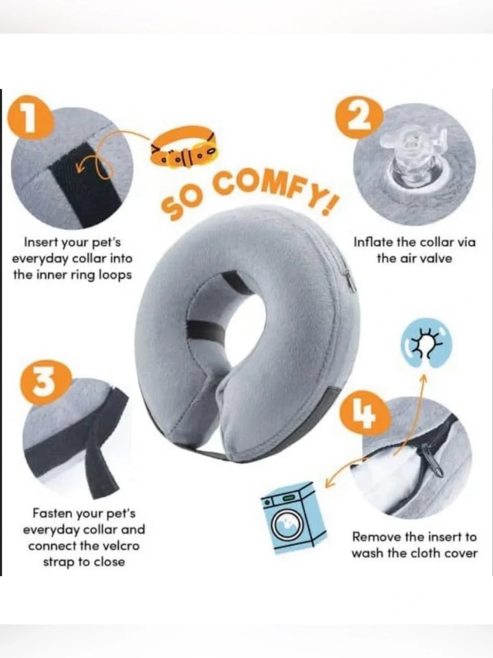 BENCMATE Inflatable Dog Cone Collar Alternative, Soft Dog Cone for Small Medium